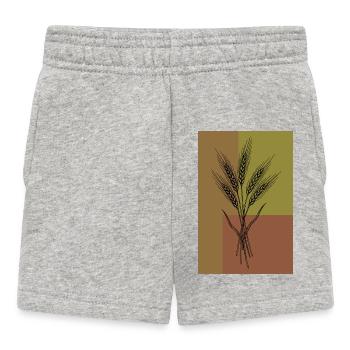 Weizen Ähren Line Art – Botanisches Design - Baby Shorts - Grau meliert - Vorne