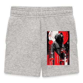 Gasmask Hoodie Grunge Duotone - Baby Shorts - Grau meliert - Vorne