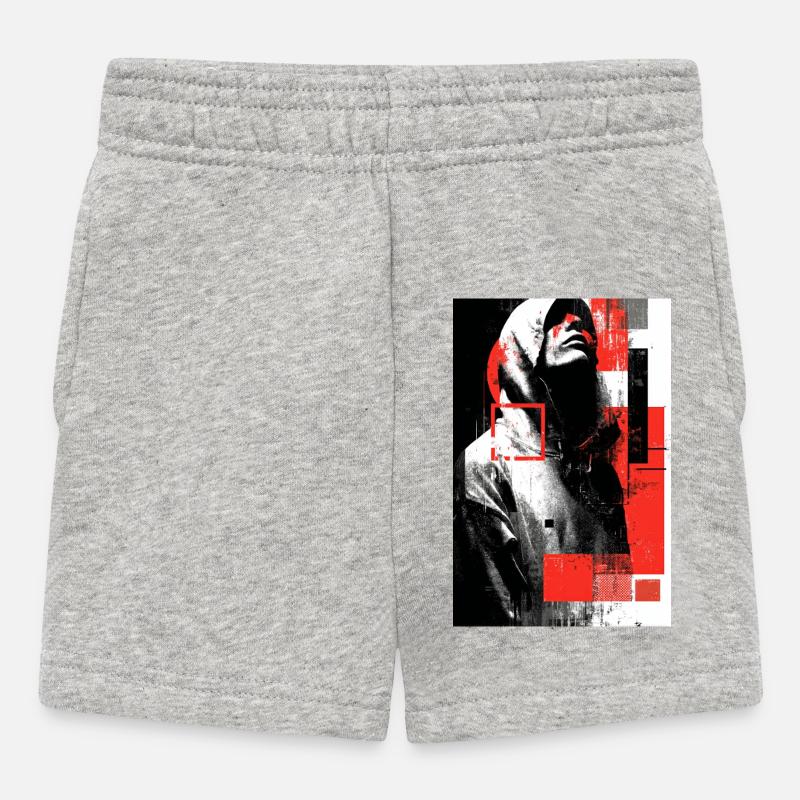 Glitch face in red gloss - Baby Shorts - heather grey
