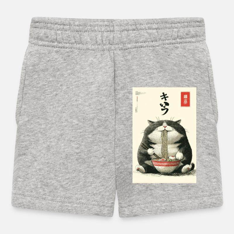 Neko Noodle Feast - Baby Shorts - heather grey