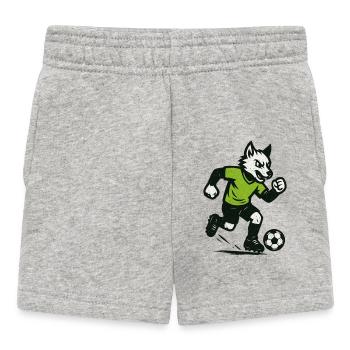 Green Wolf Football Dribble - Baby Shorts - heather grey - Front
