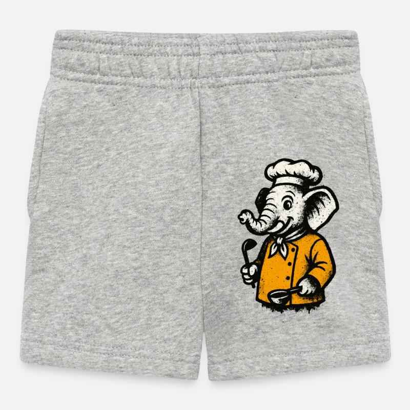 Cuisinier Chef Éléphant - Short Bébé - gris chiné