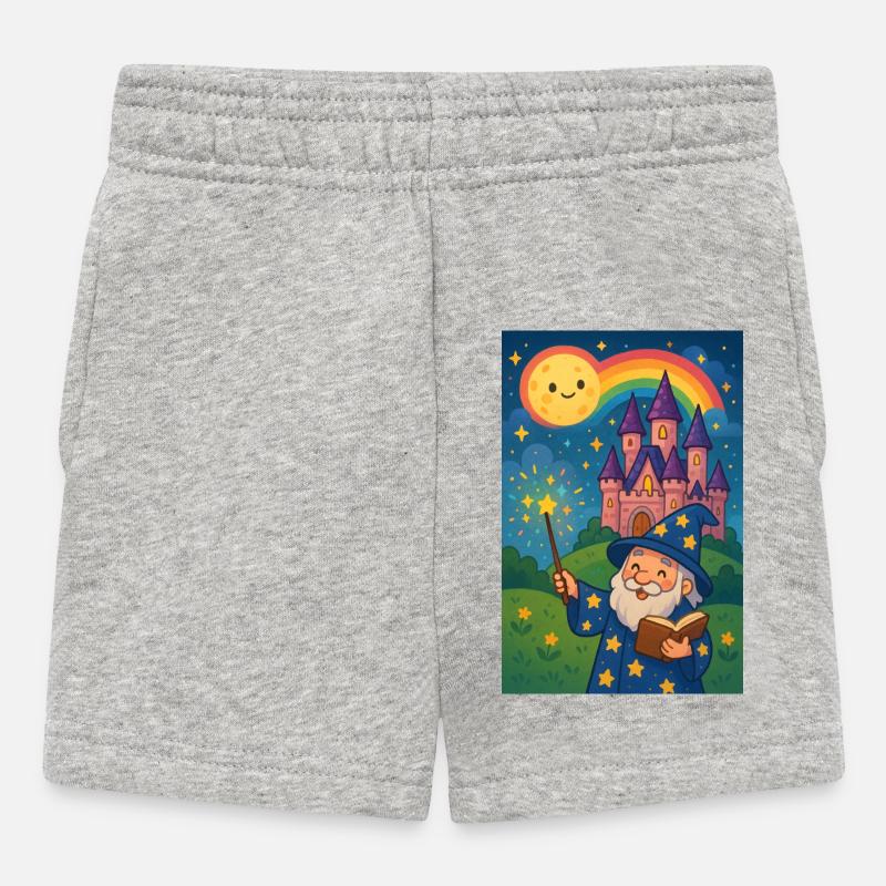 Arkaner Zauberer und Sternenschloss - Baby Shorts - Grau meliert