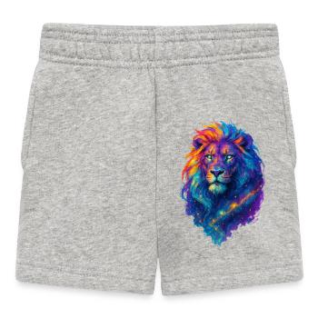 Farbenfroher kosmischer Löwe – Art Pop Farben - Baby Shorts - Grau meliert - Vorne