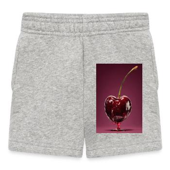 Glaçage cerise brillant sur fond rose - Short Bébé - gris chiné - Devant