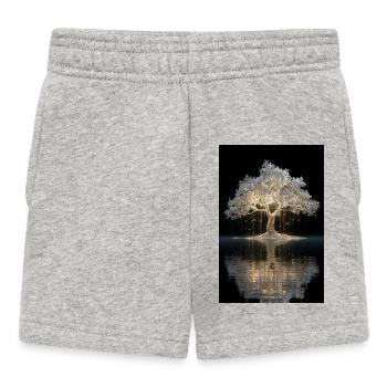 Glowing Golden Tree by Water - Baby Shorts - heather grey - Front