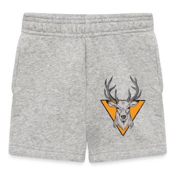 Deer head in orange triangle - Baby Shorts - heather grey - Front