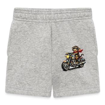 Motorradaffe im Racer-Style - Baby Shorts - Grau meliert - Vorne