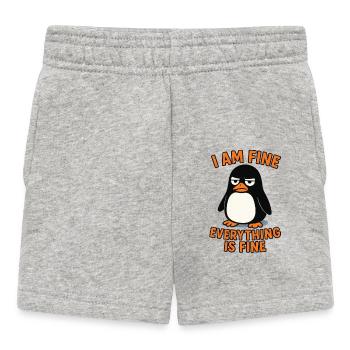 Calm penguin everything is fine - Baby Shorts - heather grey - Front