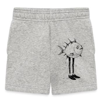Motif cartoon Drôle de Poisson avec Pattes - Short Bébé - gris chiné - Devant