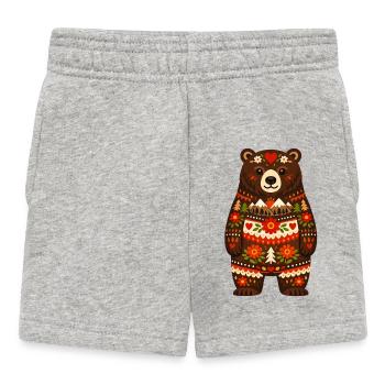 Bear in Folk Style - Baby Shorts - heather grey - Front