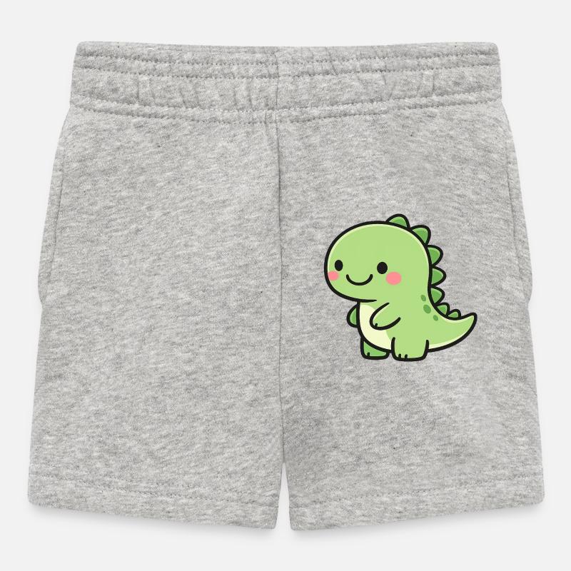 Petit Dino Vert - Short Bébé - gris chiné