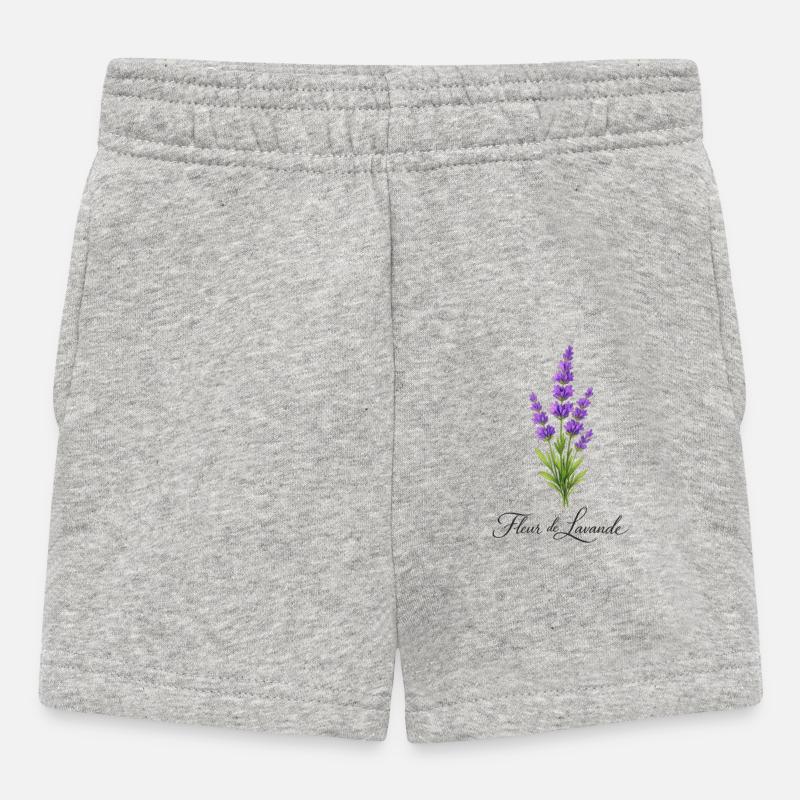 Fleur de Lavande Poétique – Illustration Élégante - Short Bébé - gris chiné