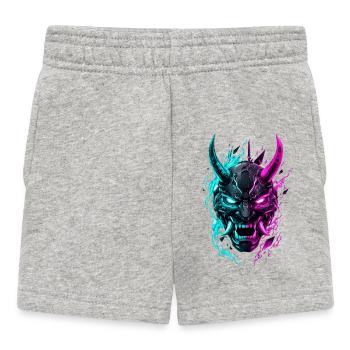 Neon Cyber Oni Mask - Baby Shorts - Grau meliert - Vorne