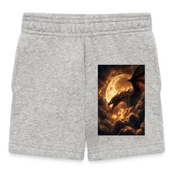 Mondbeschienener Drache über feurigen Wolken - Baby Shorts - Grau meliert - Vorne