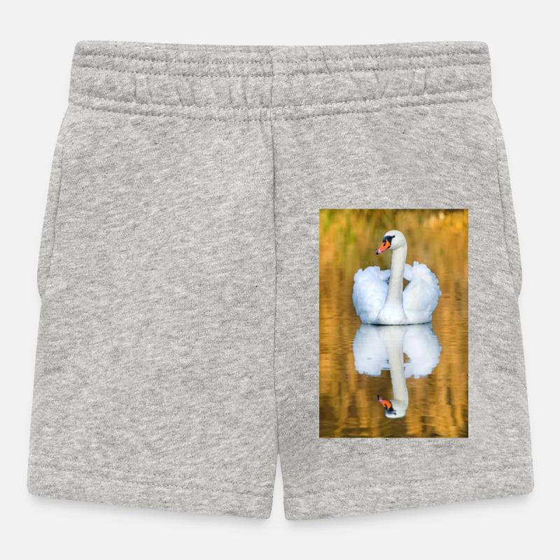 Lac des cygnes, cygne dans le lac avec image miroir - Short Bébé - gris chiné