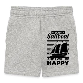 Gib mir ein Segelboot ich werd glücklich - Baby Shorts - Grau meliert - Vorne