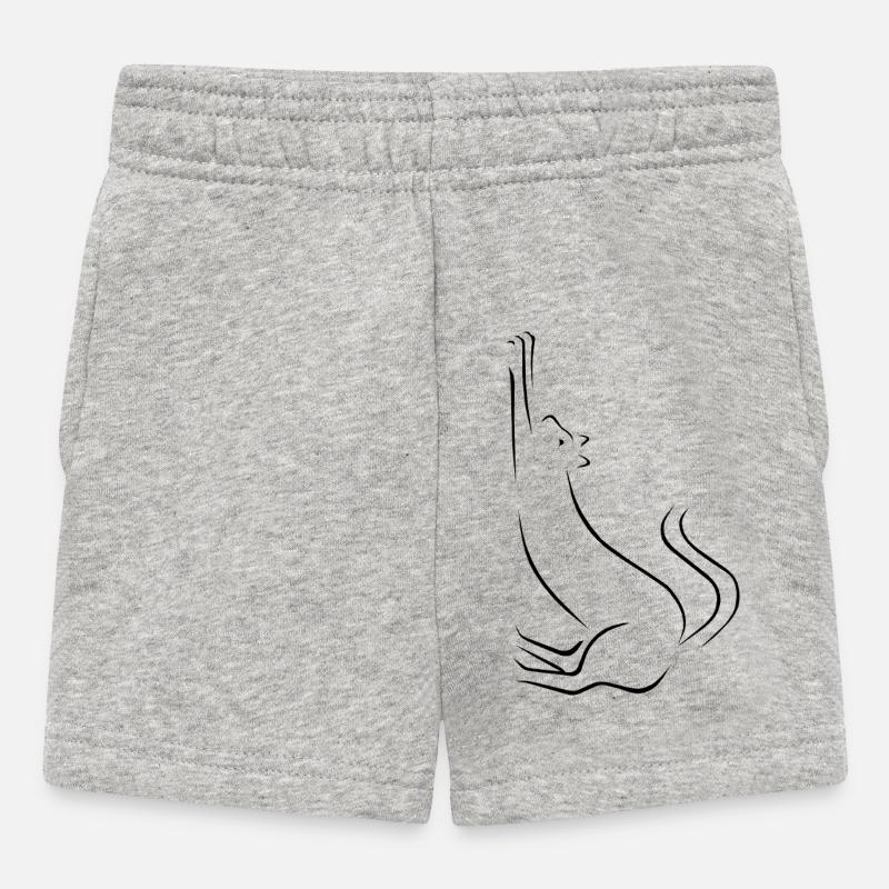 Dessin au trait de chat - Short Bébé - gris chiné