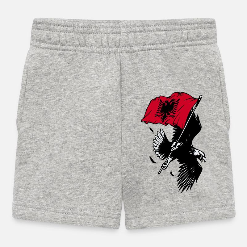 Albanian eagle with flag - Baby Shorts - heather grey