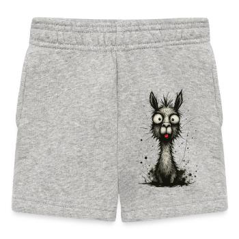 Funny llama with tongue – comic book splash - Baby Shorts - heather grey - Front