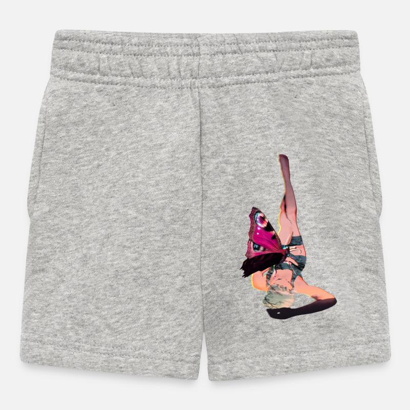 Femme allongée avec papillon - Short Bébé - gris chiné
