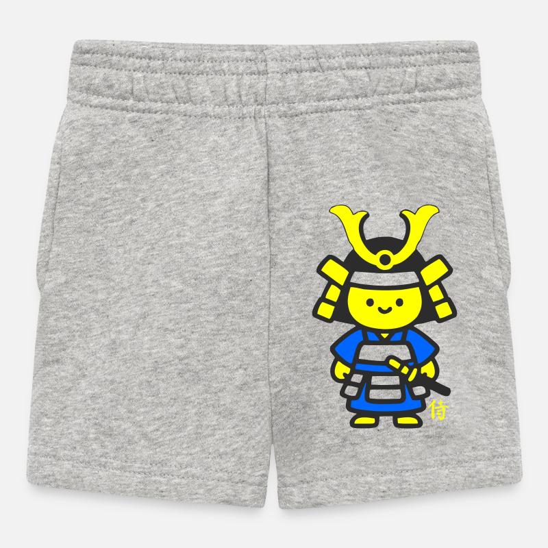 Kanji bleu samouraï kawaii - Short Bébé - gris chiné