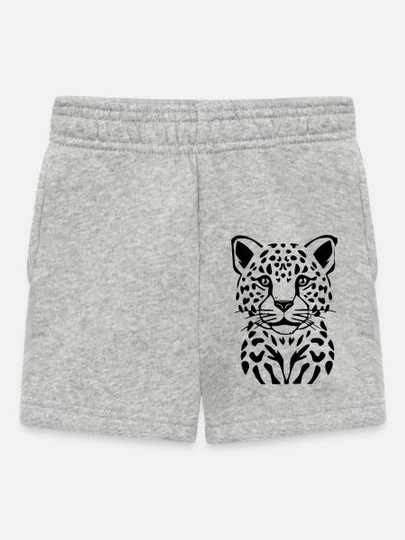 Leopard schwarz schwarzer Leopard - Baby Shorts - Grau meliert