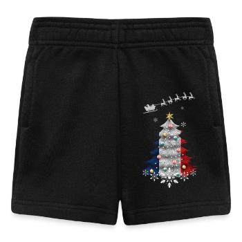 Sapin de Noël avec drapeau de la France - Short Bébé - noir - Devant