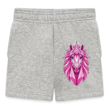 Polygonales Pinkeinhorn - Baby Shorts - Grau meliert - Vorne