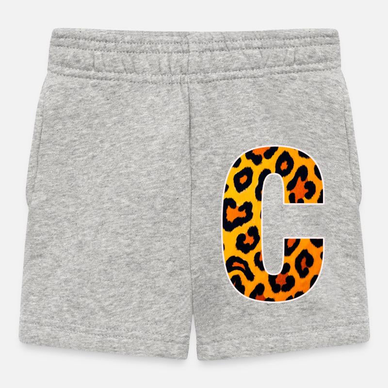 Leopard_Buchstabenmuster_-_C - Baby Shorts - Grau meliert