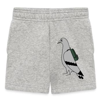Pigeon with Backpack – Urban Minimal Illustration - Baby Shorts - Grau meliert - Vorne
