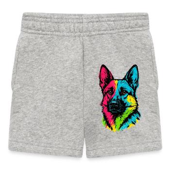 Berger Allemand Pop Art Portrait Chien Multicolore - Short Bébé - gris chiné - Devant