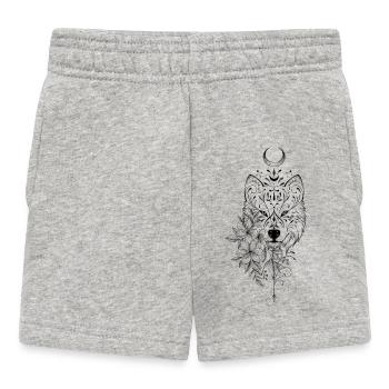 Loup ornemental mandala floral - Short Bébé - gris chiné - Devant