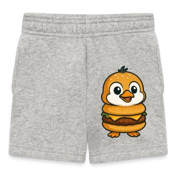 Lustiger Pinguin Burger Cheeseburger Fabeltier - Baby Shorts - Grau meliert - Vorne