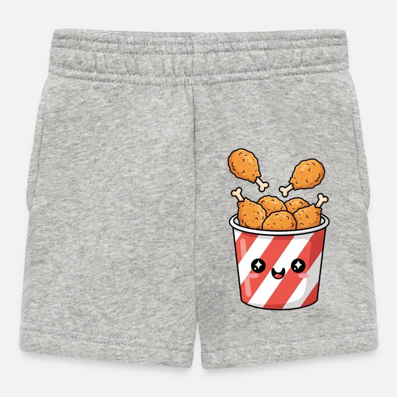 Kawaii Fried Chicken Bucket - Baby Shorts - heather grey
