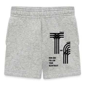 Track & Field Athletics Heartbeat Saying - Baby Shorts - heather grey - Front