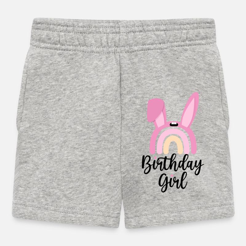 Lapin rose arc arc-en-ciel - Short Bébé - gris chiné