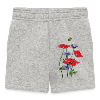 Poppies and cornflowers in summer - Baby Shorts - heather grey - Front