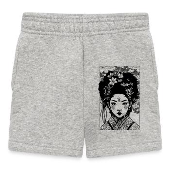 Zeichnung einer Manga Comic Geisha im Kimono - Baby Shorts - Grau meliert - Vorne