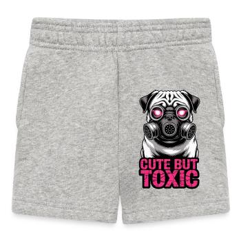 Cute But Toxic Pug Gas Mask - Baby Shorts - heather grey - Front