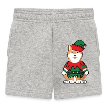 Shiba Inu Elf Costume Christmas Lazy DIY Costume - Baby Shorts - heather grey - Front