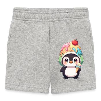 Süßer Pinguin Cartoon Eiscreme Sommer Regenbogen - Baby Shorts - heather grey - Front