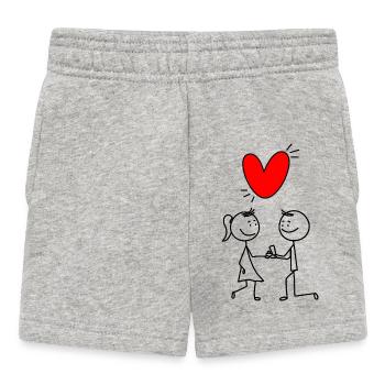 Rotes Herz auf Schwarz - Baby Shorts - Grau meliert - Vorne