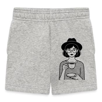 fille de la hanche au café - Short Bébé - gris chiné - Devant