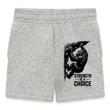 Bouldern Gorilla Überhang: Strength Is a Choice - Baby Shorts - Grau meliert - Vorne