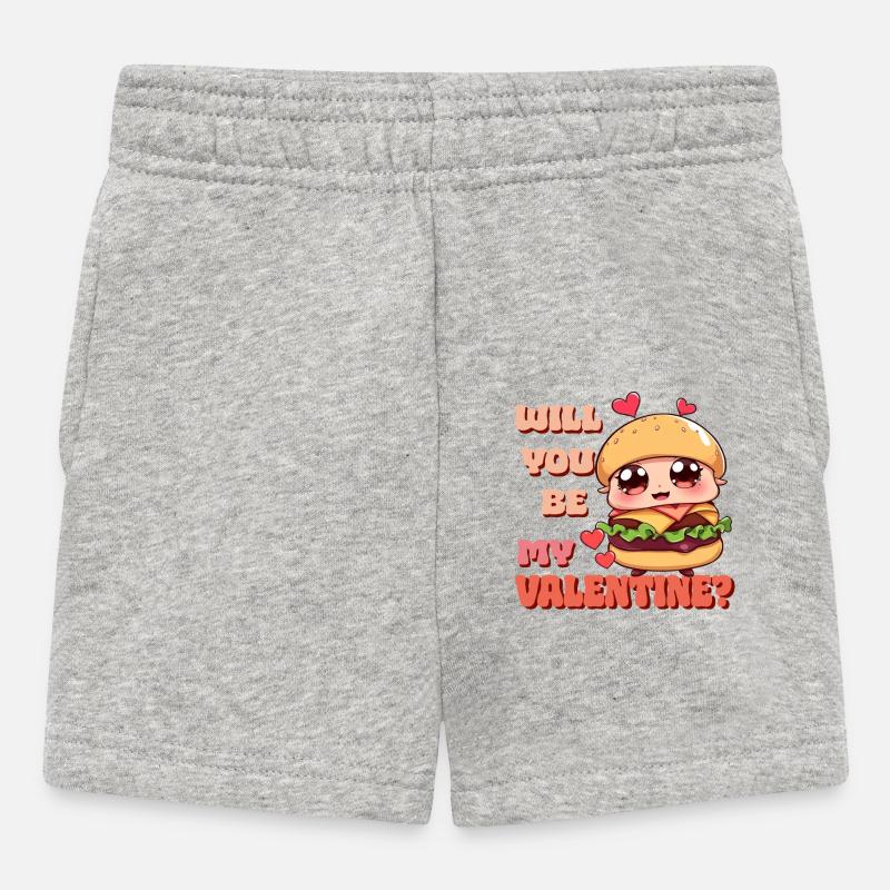 Burger - Serez-vous mon Valentin - Short Bébé - gris chiné