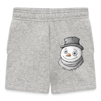 Freundlicher Schneemann – Lustiges Comic-Design - Baby Shorts - Grau meliert - Vorne