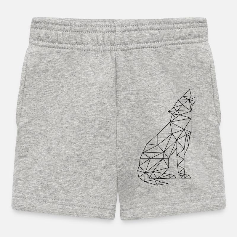 Wolfsruf Wolf Kontur Silhouette - Baby Shorts - Grau meliert