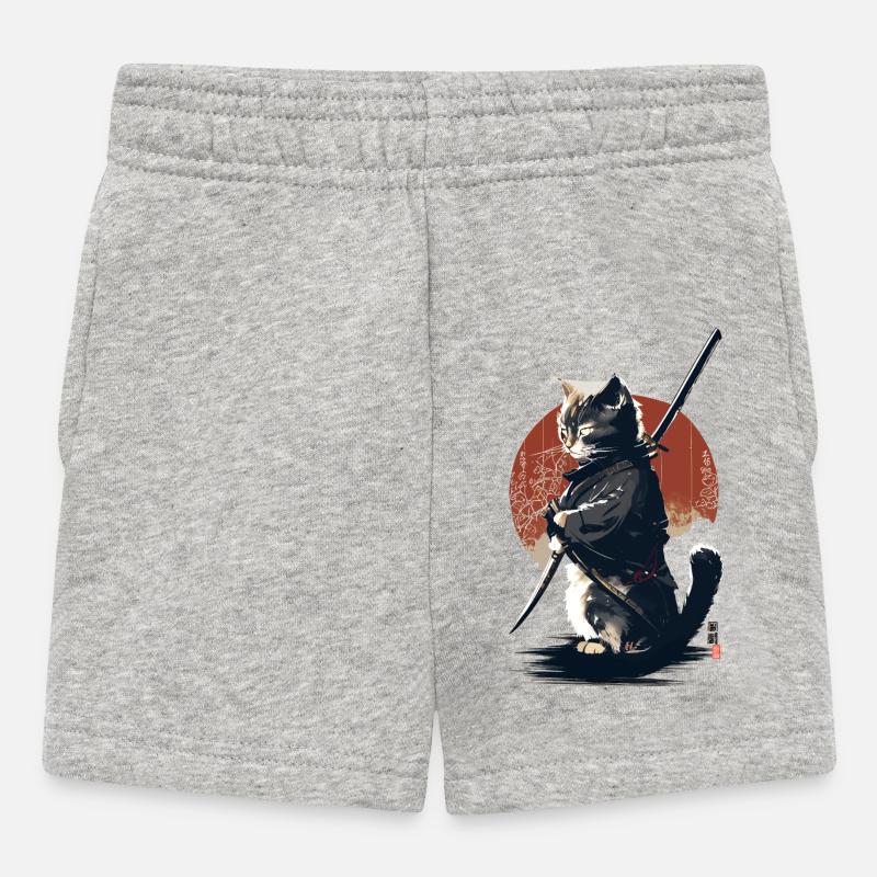 Kawaii Neko Samurai : cat samurai - Baby Shorts - heather grey