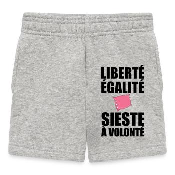 Liberté Égalité Sieste à Volonté drôle français - Short Bébé - gris chiné - Devant